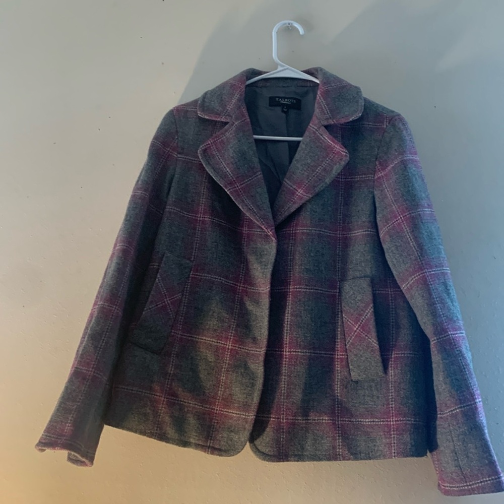 Talbots Pink and Grey Wool Blend  Blazer Women’s Size 4